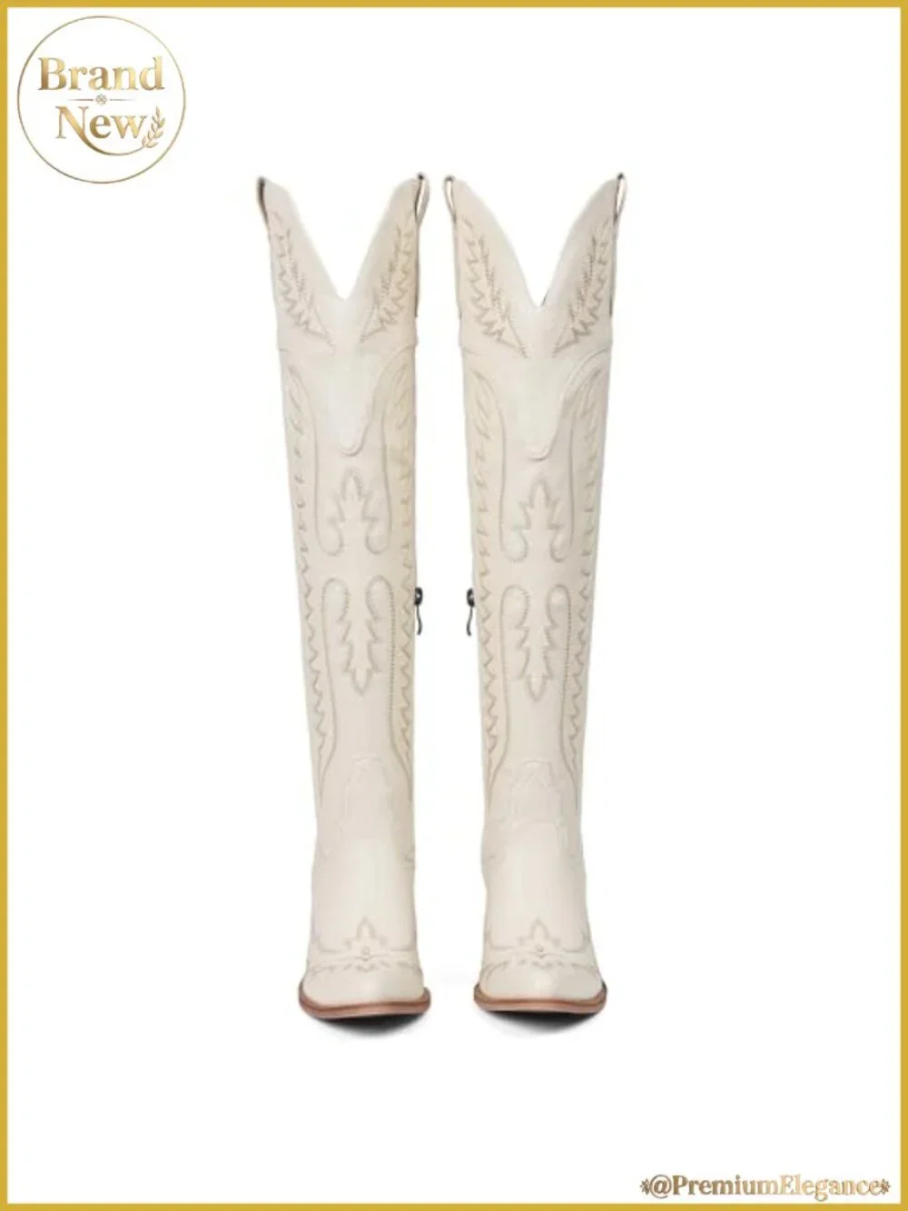 Over The Knee Cowboy Boots Western Embroidered Chunky Block Heel Tall